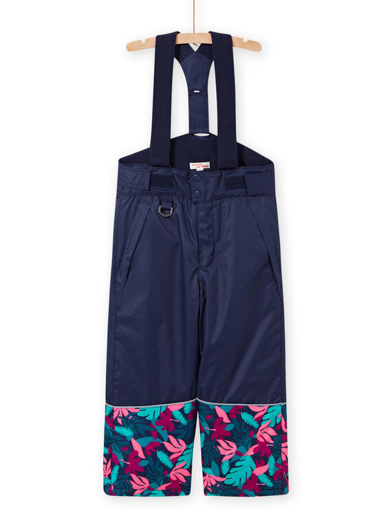 Child girl navy blue ski pants with foliage print MASKIPANT / 21W901R1PTS070