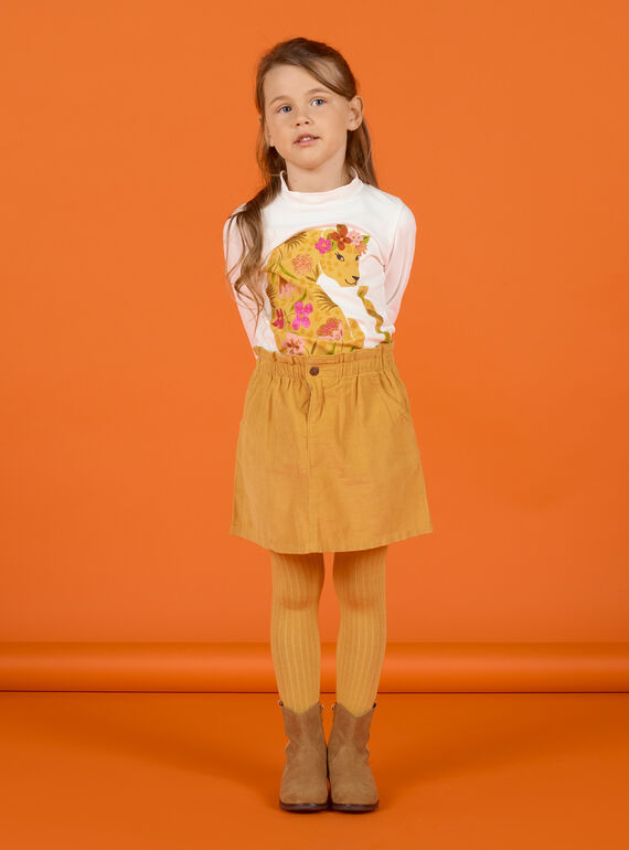 Girl's yellow corduroy paperbag skirt MASAUJUP1 / 21W901P2JUPB107