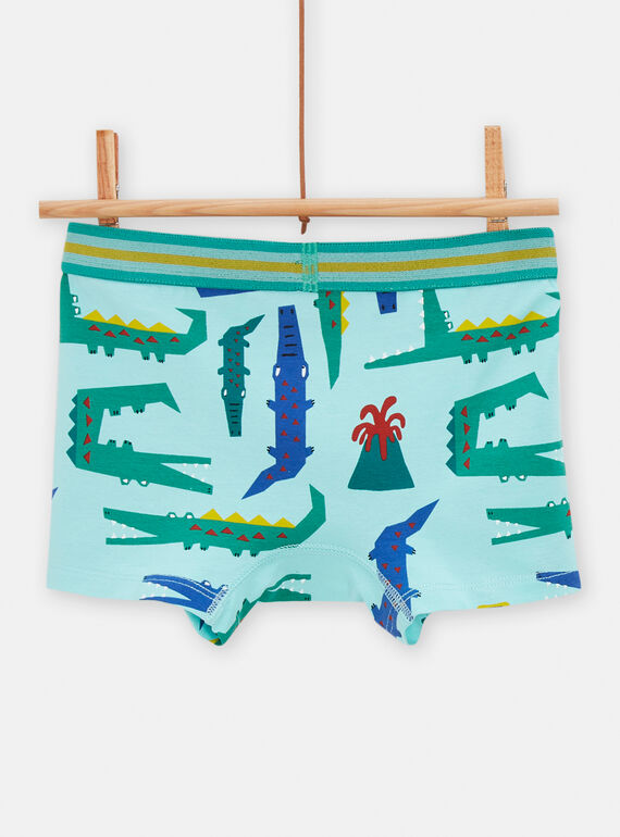 3 green crocodile-print boxer shorts for boys TEGOBOXCRO / 24SH1262BOX201