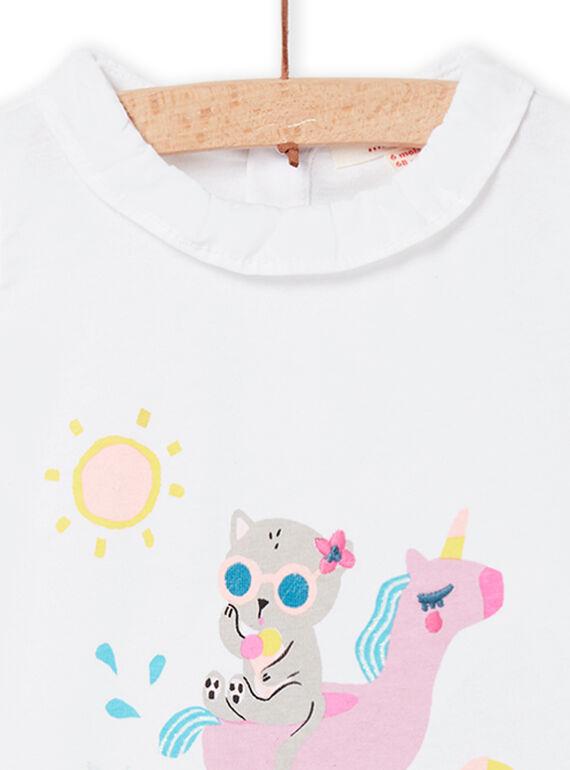 Baby girl white T-shirt with fantasy motifs NIFICBRA / 22SG09U2BRA000