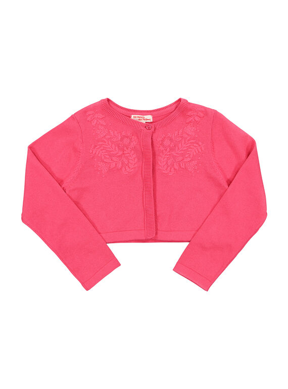 Girls' pink bolero cardigan FACACAR2 / 19S901D2CAR302