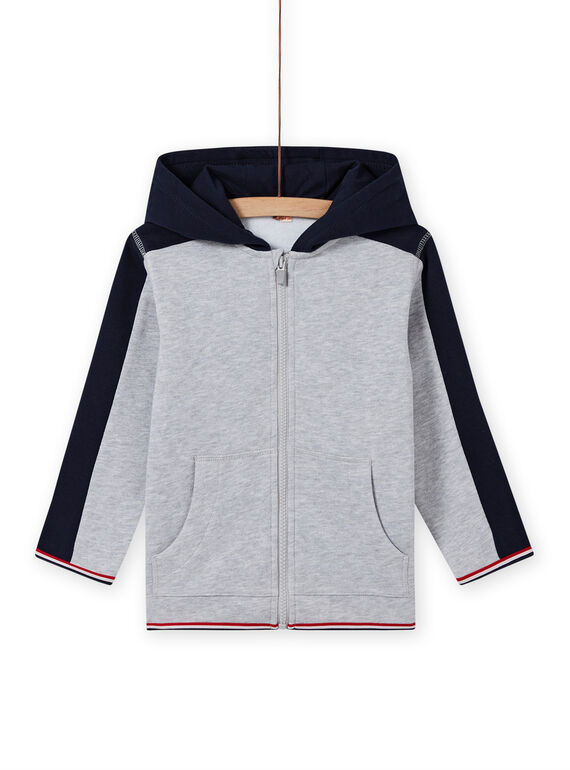 Boy's grey and navy blue hooded jogging top MOJOJOH3 / 21W90211JGHJ922