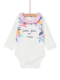 Baby girl's ruffled collar bodysuit with floral print MIPLABOD / 21WG09O1BOD001