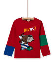 Boy's red dog print T-shirt MOMIXTEE4 / 21W902J2TML505