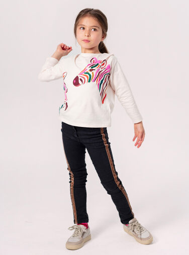 Ecru zebra animation T-shirt for girls  VAKOTEE1 / 24W90134TML114