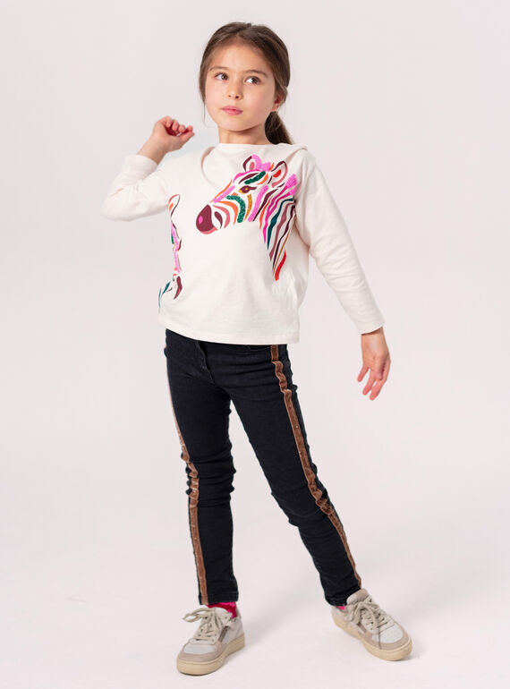 Ecru zebra animation T-shirt for girls  VAKOTEE1 / 24W90134TML114