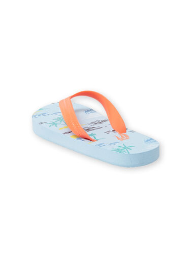 Pale blue palm tree print flip flops for boys LGTONGPALM / 21KK3661D01202