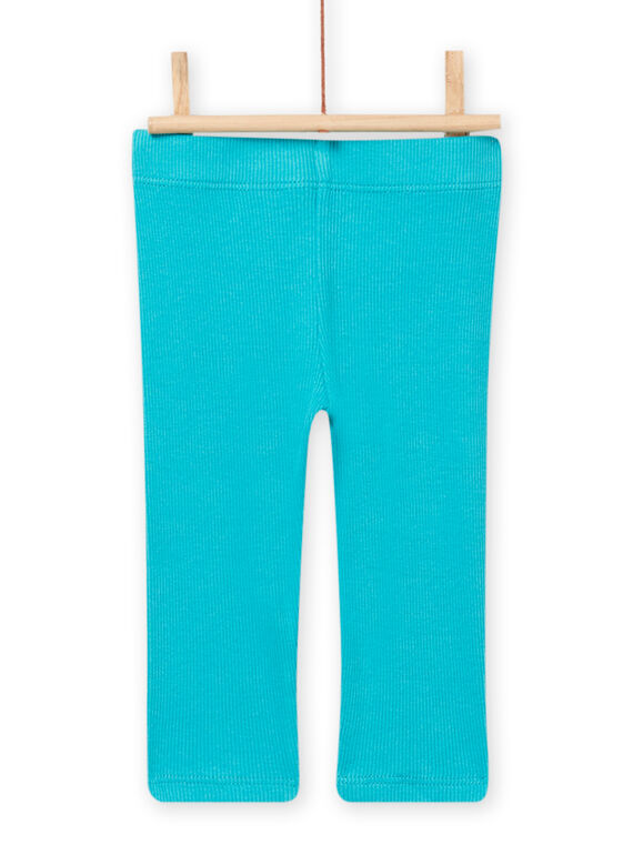 Baby girl turquoise stretch rib legging NYIJOLEG2 / 22SI0963CAL202
