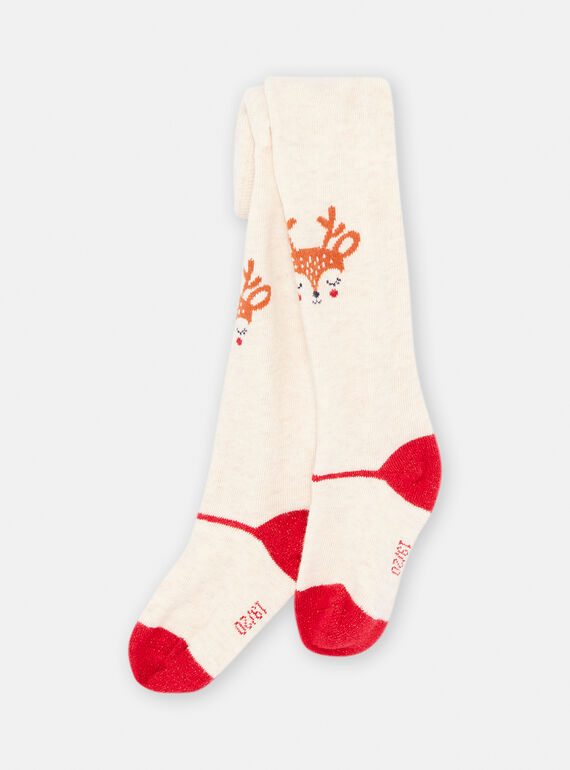 Baby girl's light mottled beige Christmas tights SYIWAYCOL / 23WI09S1COLA011
