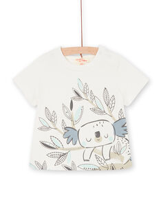 T-shirt ecru and khaki baby boy LUPOETEE3EX / 21SG10Y1TMC001