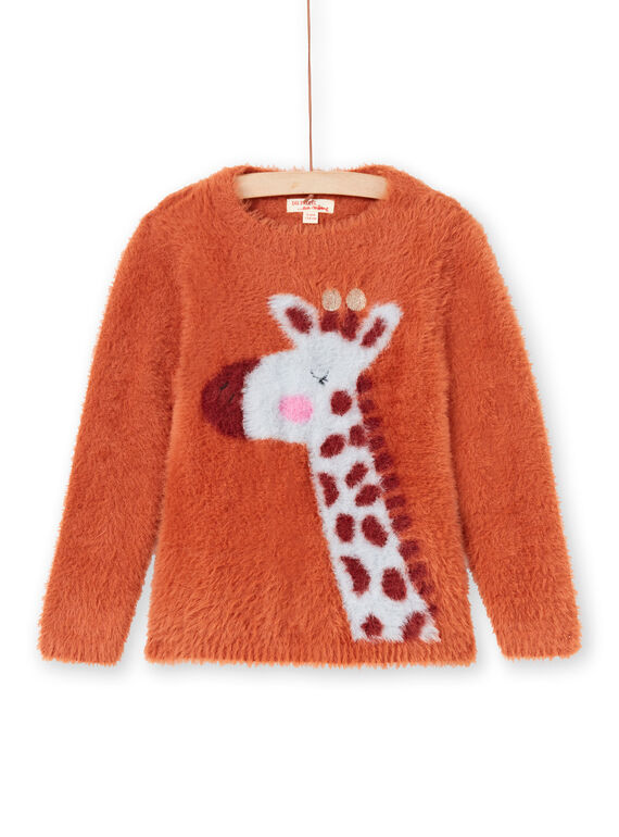 Girl's long sleeve sweater with giraffe motif MACOMPULL / 21W901L1PUL420