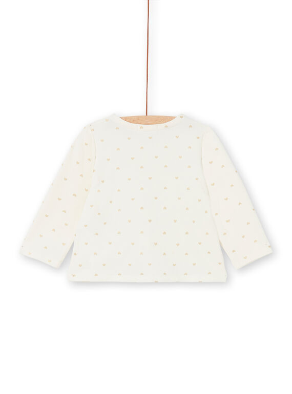 Cadigan ecru printed hearts baby girl LIJOCAR1 / 21SG0941CAR001