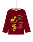 Boy's red long sleeve t-shirt with dinosaur print MOFUNTEE3 / 21W902M2TML511