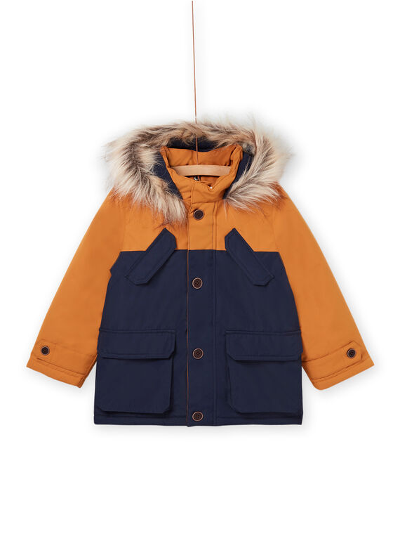 Two-tone hooded parka with furry finish and inner jacket POGROPAR2 / 22W902F1PAR804