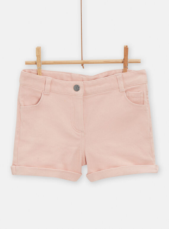 Girls' pink denim shorts TAJOSHORT4 / 24S901C1SHOD329