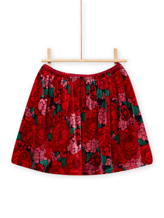 Velvet skirt with flowery print child girl MAFUNJUP2 / 21W901M3JUPH703
