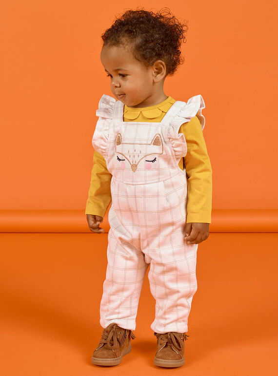 Baby girl milano plaid jumpsuit with fox pattern MISAUCOMB / 21WG09P1CBLA010