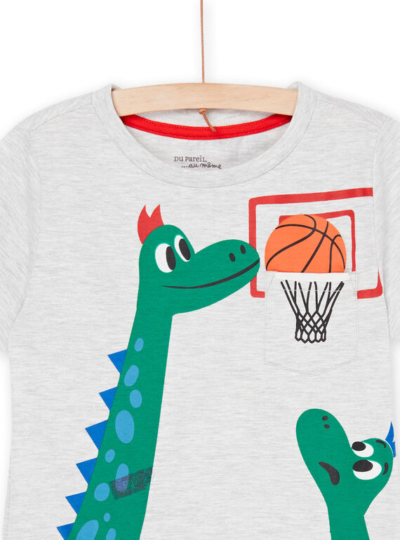 Grey pyjamas with dinosaurs playing basketball REGOPYCBAS / 23SH12H2PYJJ922
