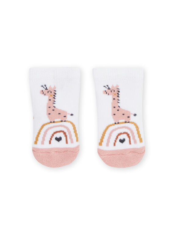 White and pink socks with giraffe and rainbow prints ROU2CHO2 / 23SF40I1SOQ000