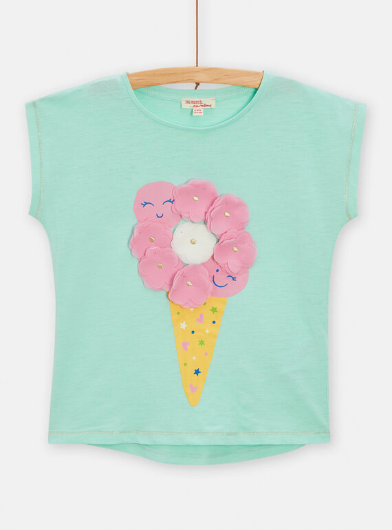 Water green t-shirt with ice animation for girls TARYTI2 / 24S901U1TMCC215