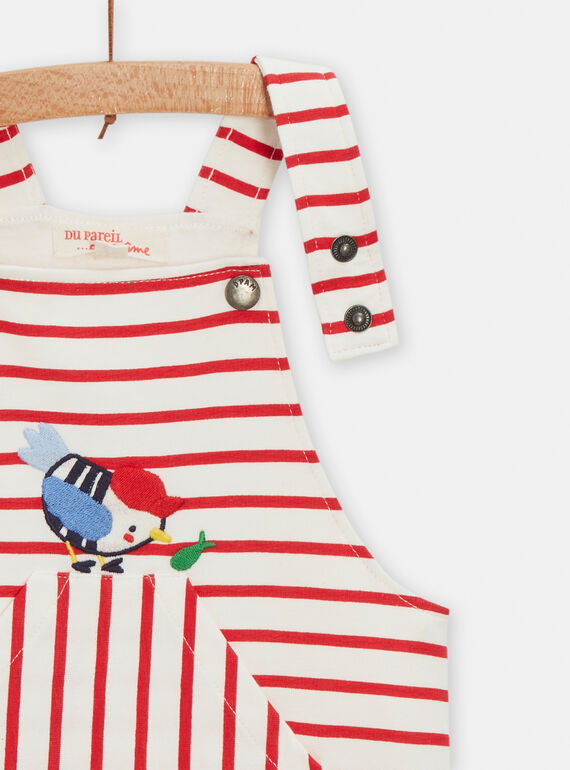 Baby boy short overalls with red and white stripes TUCLUSAC1 / 24SG10O1SAC001