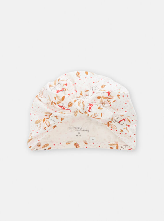 Off-white polka dot, bird and leaf print turban for baby girl TOU1BAN / 24SF40H1CHAA001