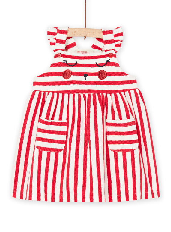Sleeveless dress in ecru with stripes print RINAUROB2 / 23SG09N1ROB001
