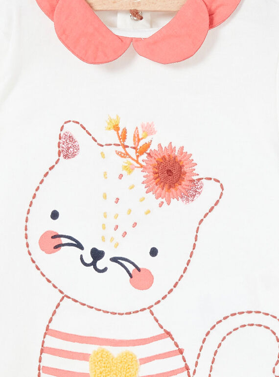 White long-sleeved T-shirt with contrasting collar LINAUBRA / 21SG09L1BRA001