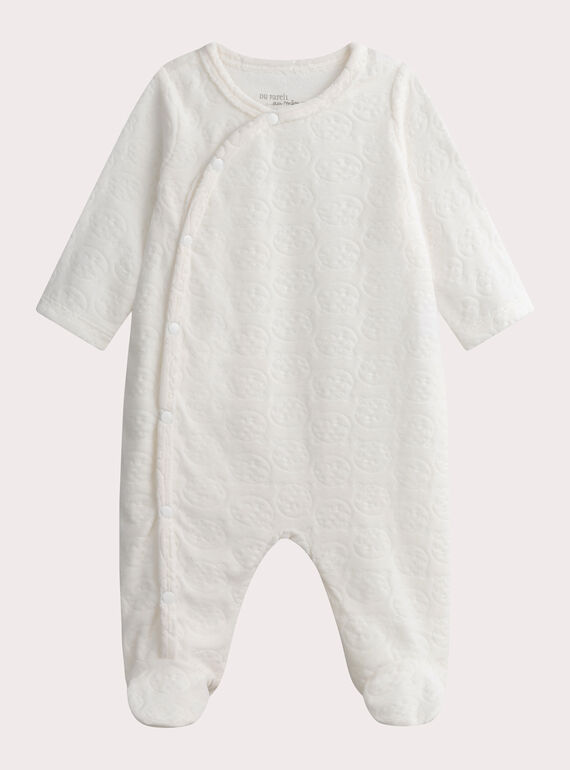Fancy ecru velour rompers WOU1GRE2 / 25SF0571GRE005