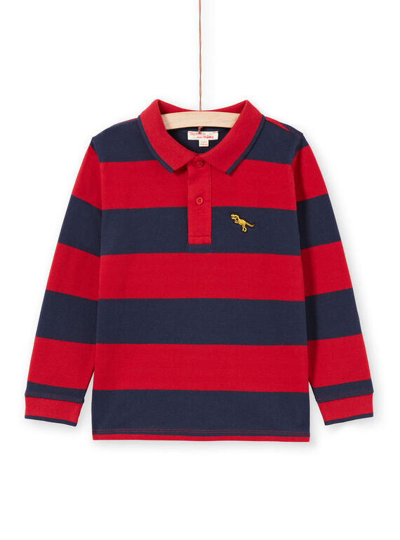 Boy's red and navy blue striped polo shirt MOJOPOL6 / 21W90212POL505