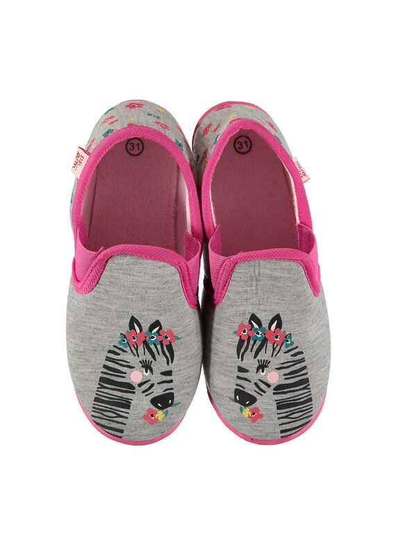 Girls' slip-on slippers FFSGZEBR / 19SK3531D0B943