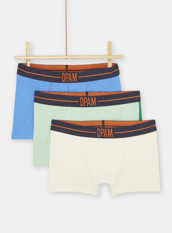 Set of 3 blue, green and yellow boy briefs SEGOBOXANI / 23WH1266BOXC228