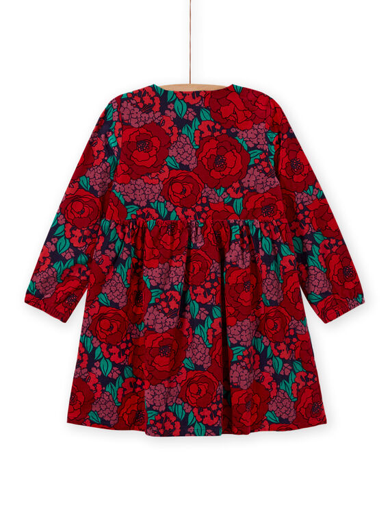 Girl's corduroy floral print long sleeve dress MAFUNROB1 / 21W901M3ROBH703