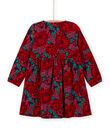 Girl's corduroy floral print long sleeve dress MAFUNROB1 / 21W901M3ROBH703