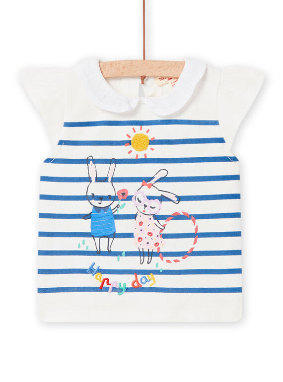 Baby girl sailor t-shirt with rabbit print NILUBRA / 22SG09P1BRA001