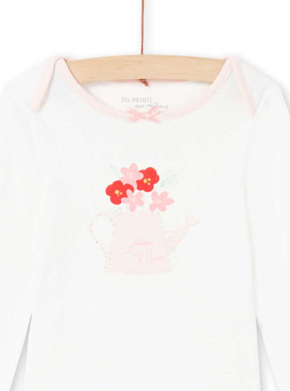 Baby girl's pink and ecru bodysuit MEFIBODJAR / 21WH13B3BDL001