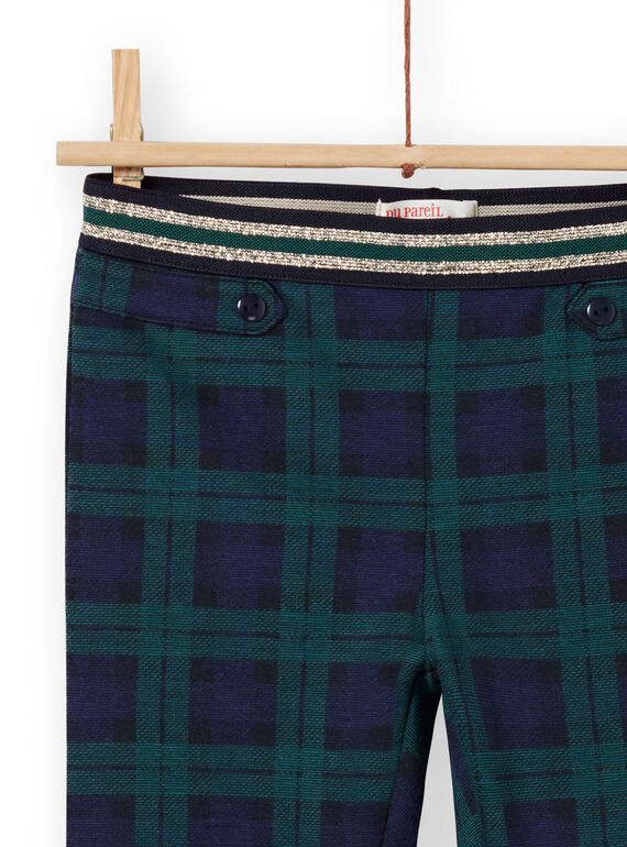 Blue and green milano pants with tartan print child girl MAJOMIL3 / 21W90113PANC243