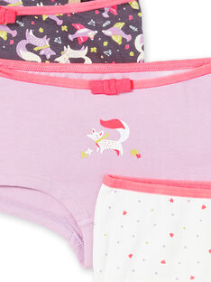 Set of 3 shorts pink, purple and white child girl LEFAHOT6 / 21SH1126SHYJ916