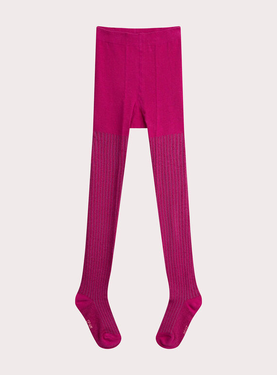 Pink ribbed tights for girls  VYAJOSCOL4 / 24WI01H5COL030