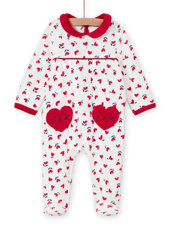 Off white romper with hearts print baby girl MEFIGREMIX / 21WH1331GRE001