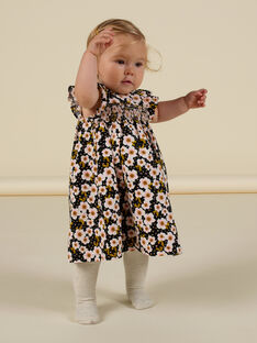 Baby girl grey corduroy flower print dress MIHIROB1 / 21WG09U1ROBJ905