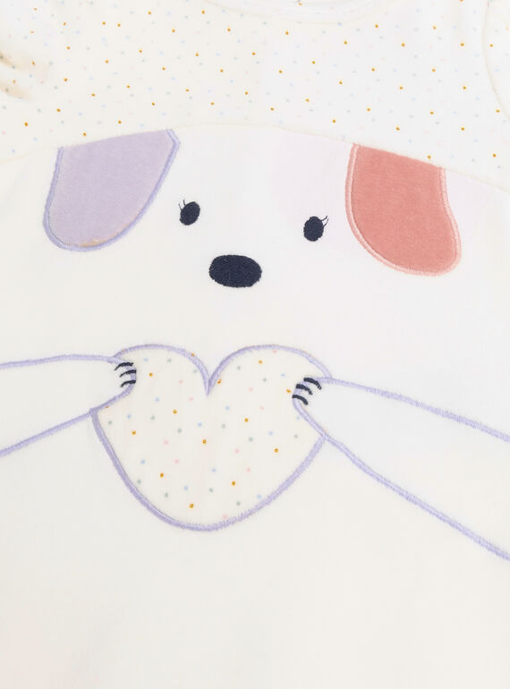 Baby girls' ecru velour rompers WEFIGREAN / 25SH1393GRE001