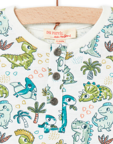 Baby boy dinosaur print T-shirt in ecru NUGATUN / 22SG10O4TML001