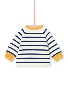 Baby boy ecru and navy blue striped sweater MUMIXPUL / 21WG10J1PUL001