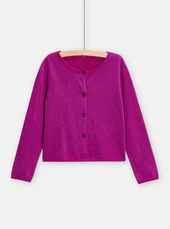 Girl's purple striped cardigan TAPACAR / 24S90121CAR712