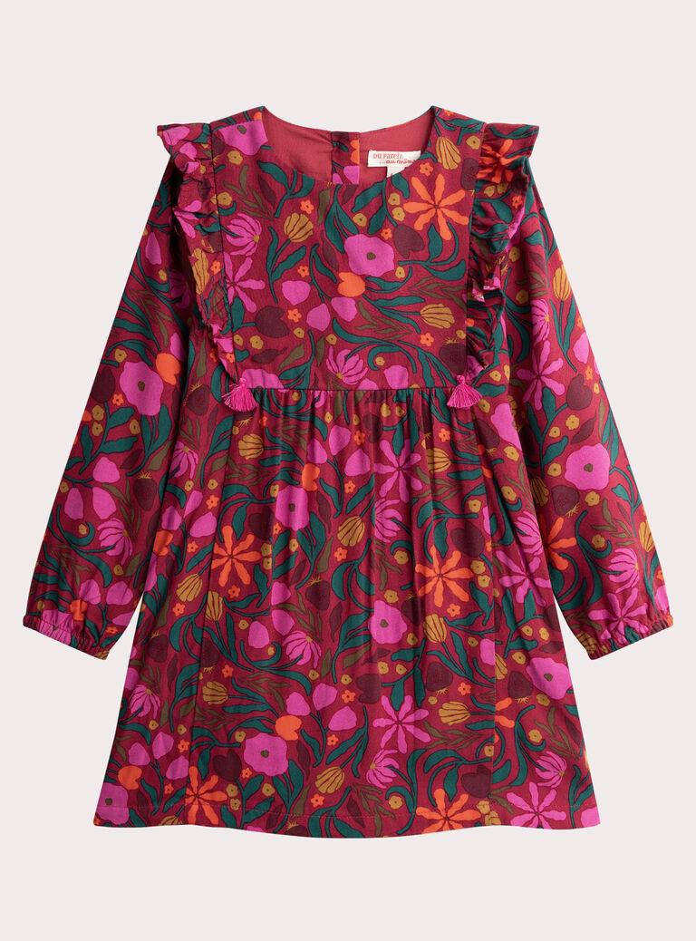 Flower print red dress for girls  Flower print red dress for girls  VAKOROB1 / 24W90133ROBF529