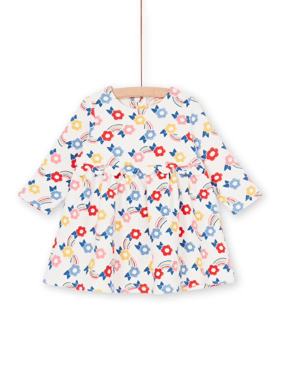 Blue and blue baby girl flower print dress LIHAROB1 / 21SG09X1ROB001