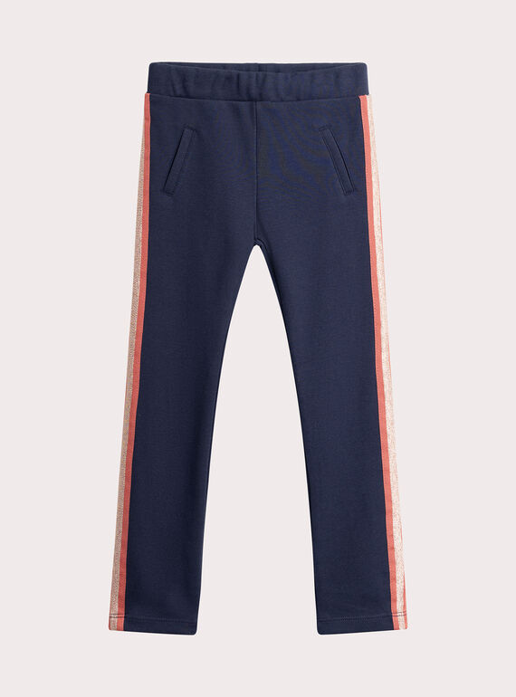 Navy blue leggings with lurex stripes for girls  VAJOMIL1 / 24W901H4PAN070