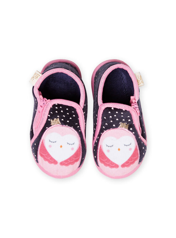 Baby girl's navy blue owl slippers MIPANTCHOU / 21XK3731D0A070