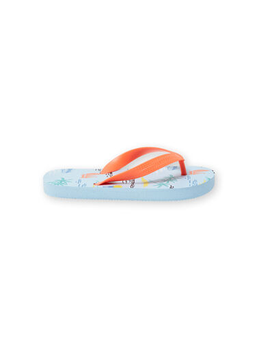Pale blue palm tree print flip flops for boys LGTONGPALM / 21KK3661D01202